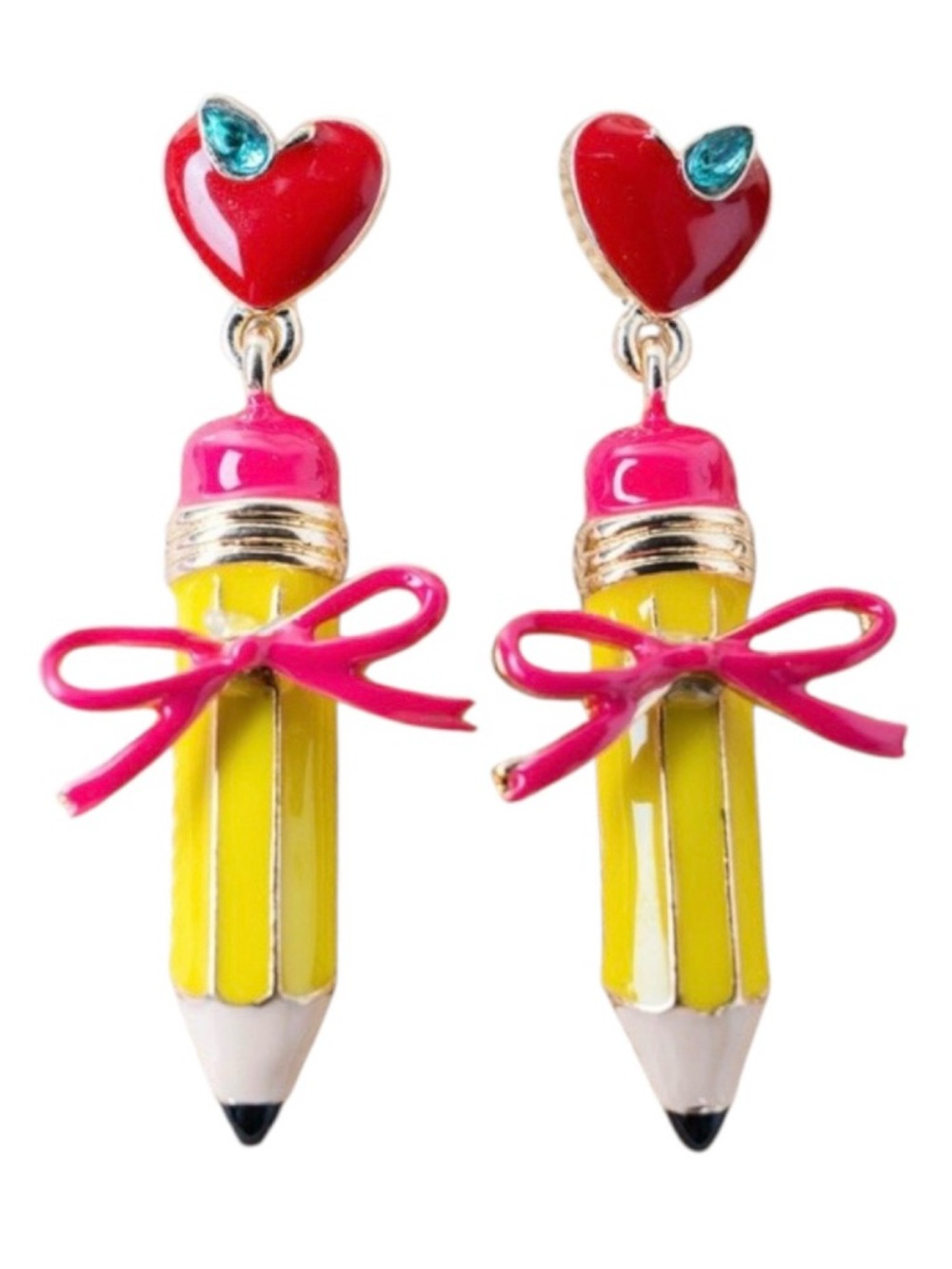Shiny Luxe Lesson in Style Yellow Pencil Earrings (NWT) - Picture 1 of 6